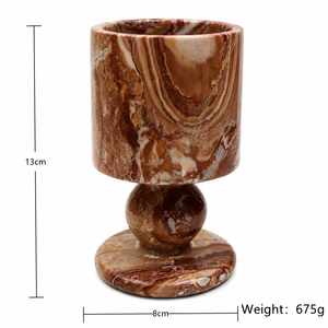 Portavelas de Mármol Rojo Monica de NANWEI, Base Esférica de Piedra Natural con Vetas de Vino, Soporte Individual para Velas de Té para <span class=keywords><strong>Hotel</strong></span> - Product Image 4