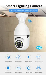 Tam renkli gece görüş güvenlik kamerası V380 Pro otomatik izleme güvenlik kamera Ptz Wifi ampul kamera ile E27 soket