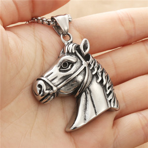 Yunnique Collier avec pendentif cheval en acier inoxydable pour homme, design animal rétro, style géométrique 190112 - Product Image 3