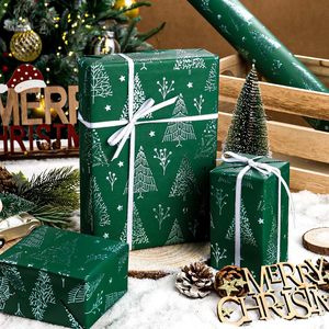 Christmas Wrapping Paper Roll 17in x 27ft Green Foil Tree Star Design Holiday Gift <b>Wrap</b> Recyclable Single Side Craft Use - Product Image 3