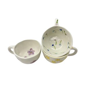 Tasse à thé en céramique de style japonais, motif pétale créatif, 8 oz, peinte à la main, design irrégulier, pour le thé de l'après-midi ou le café - Product Image 6