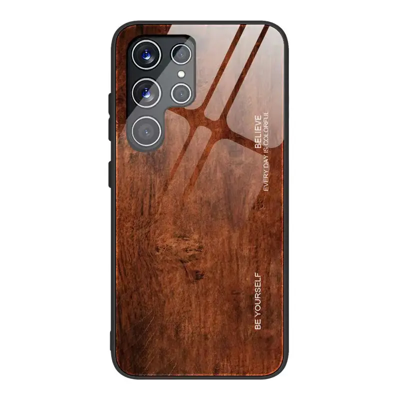 Funda de TPU de vidrio templado de grano de madera de alta calidad para Samsung S 24 Ultra S 23 Plus S 23 FE S 22