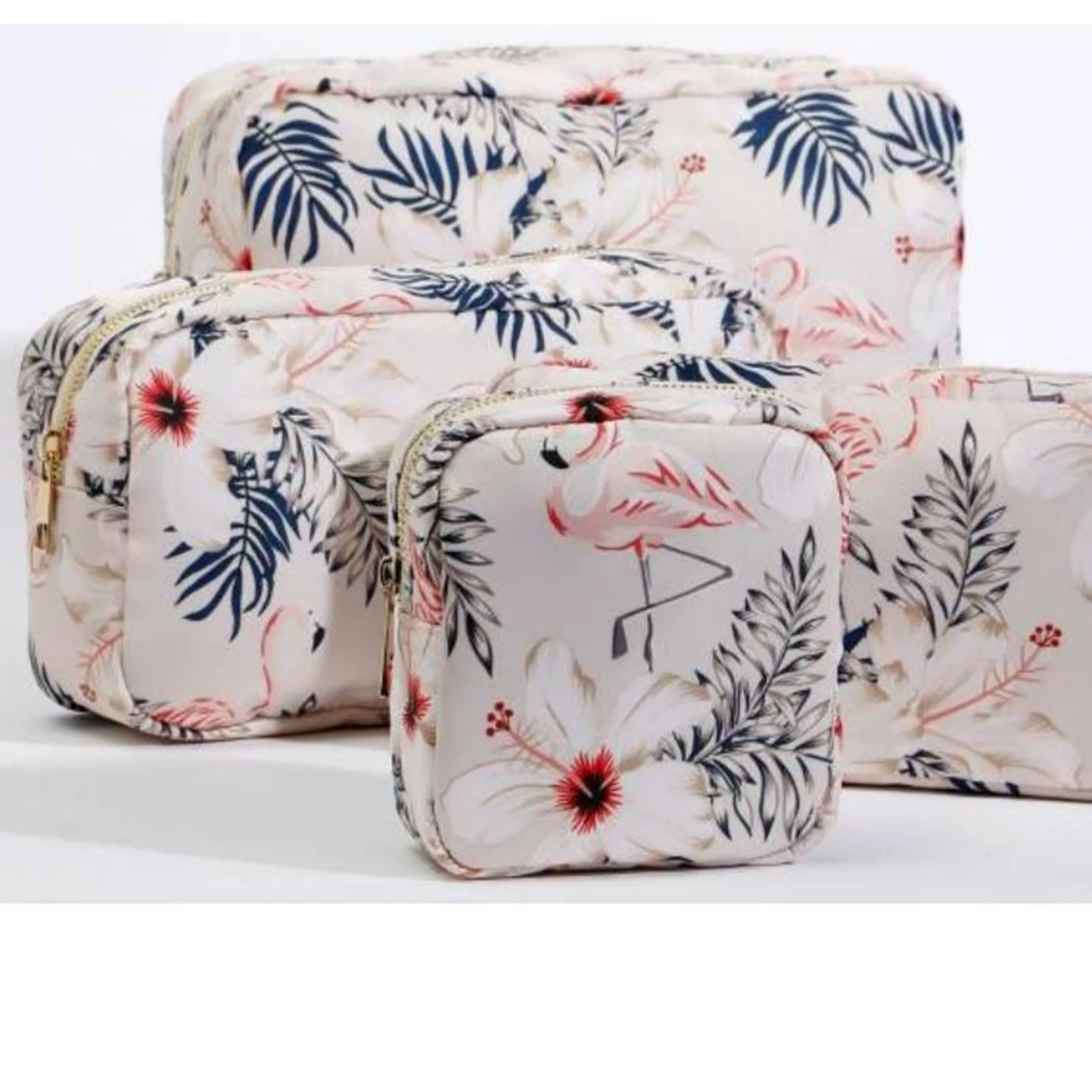 Hotsale Flower Printed Toiletry Pouch Waterproof Women Storage Nylon Travel Makeup Bag