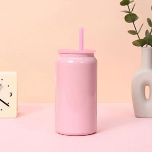 Vaso térmico de acero inoxidable de 16 oz con doble pared, efecto brillante, para sublimación, con tapa y pajita, ideal para fiestas, con aislamiento térmico. - Product Image 6