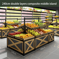 Boxue Professioneel Industrieel Fruit- & Groenterek - Zwaarbelastbaar Dubbelzijdig Schap voor Commerciële Supermarkten