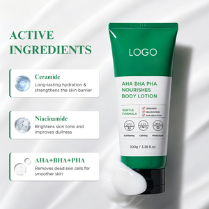Fabrication de soins corporels sur mesure, formule douce exfoliante, lissante, <span class=keywords><strong>AHA</strong></span> <span class=keywords><strong>BHA</strong></span> <span class=keywords><strong>PHA</strong></span>, nourrissante, <span class=keywords><strong>lotion</strong></span> pour le corps pour peaux sèches - Product Image 2