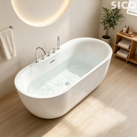 Baignoire autoportante de luxe moderne en acrylique 2026 avec jets hydromassants pour villa