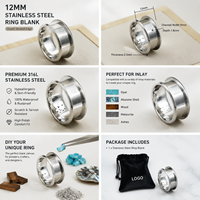 Großhandel 12mm 316L Edelstahl Bohemian-Stil Hochzeitsgeschenk Ringrohlinge zum Einlegen für DIY Schmuckherstellung Ringkern Korallenfabrik