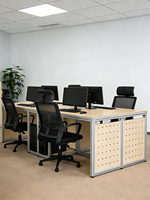 Bureau de conférence en profilé aluminium Ocean Board, style industriel, avec tiroirs de rangement modulables pour poste de travail informatique