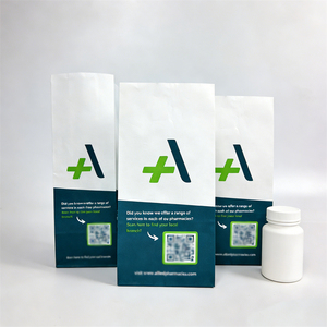 Sac de <span class=keywords><strong>pharmacie</strong></span> <span class=keywords><strong>en</strong></span> papier kraft blanc brun avec logo personnalisé imprimé sur ordonnance médicale - Product Image 1