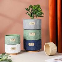Micro Pot de fleurs en céramique blanc et moderne, fournitures de jardin, fabrication d'intérieur pour herbe, décoration de maison, bleu, vente en gros,