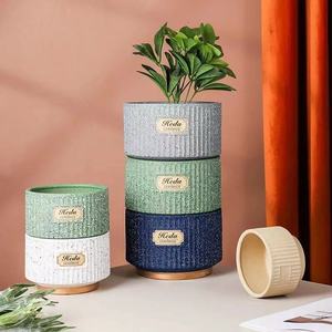 Micro Pot de fleurs en céramique blanc et moderne, fournitures de <span class=keywords><strong>jardin</strong></span>, fabrication d'intérieur pour herbe, décoration de maison, bleu, vente en gros, - Product Image 2