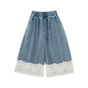 YOEHYAUL C3673 Jeans amples en denim bleu clair pour adolescentes de 2 à 14 <span class=keywords><strong>ans</strong></span> avec dentelle – Vente en gros – Collection Printemps - Product Image 2