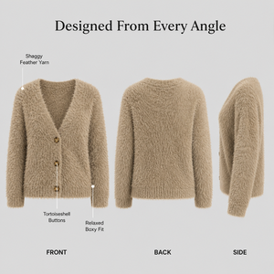 <span class=keywords><strong>Cardigan</strong></span> in Maglia da Donna per Ufficio e Pendolarismo Autunno Inverno, Scollo a V Profondo, Maniche Lunghe, Caldo, Elegante, <span class=keywords><strong>Beige</strong></span>, Giacca, Top, Cappotto - Product Image 2