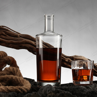 Échantillon gratuit de bouteille de vin ronde de luxe en verre pour whisky vodka vide esprit liqueur 750ml 500ml 100ml bouteille de glace avec joint en liège