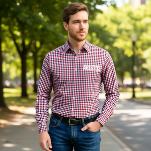 Camisa a Cuadros de Manga Larga Casual para Hombre Aristos, 100% Algodón, Cuello con Botones, Talla 6XL, Ropa de Moda - Product Image 2