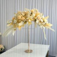Support à fleurs en fer personnalisable de haute qualité, design incurvé doré de luxe, 60 cm de haut, pour décoration de table, mariages et événements festifs