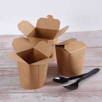 Boîte à nouilles en papier kraft jetable, imperméable, haut de gamme, écologique, avec laminage mat, emballage trapézoïdal pour nouilles et pâtes