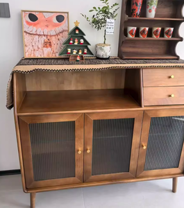 Buffet nordique moderne avec poignées métalliques, rangement multifonctionnel mural intégré, meuble à thé pour salon - Product Image 6