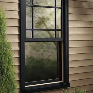 Mat siyah alüminyum çift camlı pencereler avustralya standart/alüminyum eğim aşağı pencere