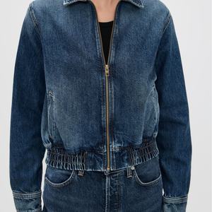 Veste en jean à bas prix, vente en gros, style streetwear hip-hop, 100% coton, délavée à l'acide, courte, pour femme - Product Image 2