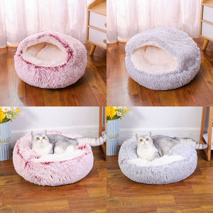 Hundebett-Haus Modernes Solides Design Warmes Plüsch Umweltfreundliches Rundes Haustierbett mit 100% Baumwollfüllung für Hunde zur Winternutzung - Product Image 4