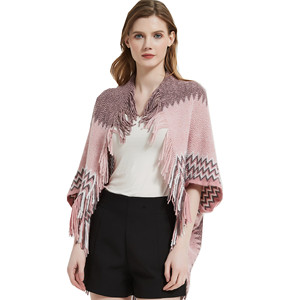 Europe États-Unis Dames Hiver Imprimé Châle Tricoté Tassel New Cuff <span class=keywords><strong>Bat</strong></span> Shirt Design Polyester Wholesale Foreign Trade - Product Image 5