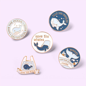 Dessin animé Protection des animaux marins thème Blouse broche baleine sac à dos Badge broche unisexe décoration cadeau - Product Image 5
