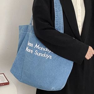Bolsa de Lona Vaquera Vintage Personalizada con Logotipo, Venta al Por Mayor de Fábrica, Bolsa de Hombro Individual, Bolsa Tote de Gran Capacidad - Product Image 5