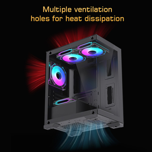 Lovingcool Venta caliente Negro Blanco Vidrio templado MATX Gaming Pc <span class=keywords><strong>Case</strong></span> <span class=keywords><strong>Computer</strong></span> <span class=keywords><strong>Case</strong></span> Mid Tower Micro Gaming Cabinet Gamer Chasis - Product Image 4