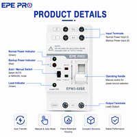 EPEPRO EPM3-80SE 2P 80A Commutateur de transfert automatique ATS Monophasé Double Alimentation Commutateur de transfert automatique/manuel Rail DIN