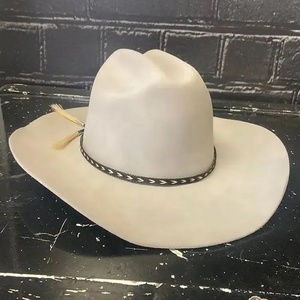 Unisex Western Cowboy <b>Hat</b> 100% Wool Felt Wide Brim Leather <b>Band</b> Outdoor Party Adults Four Seasons - Product Image 4