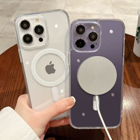 Étui magnétique transparent simple antichoc et anti-chute pour iPhone 16 Pro 13 14 Pro 12 compatible avec la charge sans fil iPhone 11