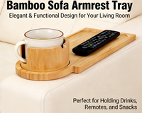 Support de tasse pliable en bambou avec finition laquée écologique, fente pour télécommande, plateau gain de place pour boissons et collations, idéal pour le salon