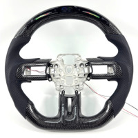 Volant de direction en fibre de carbone haute performance pour Ford Mustang GT500 Shelby LED RPM Flat Bottom Alcantara Racing Style 2015-2023