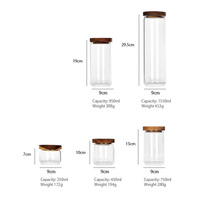 Bocal de conservation en verre borosilicate avec couvercles en bois, hermétique, pour légumineuses, épices, collations et garde-manger