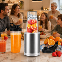 Mixeur personnel en acier inoxydable 1200W, presse-agrumes pour usage extérieur, moteur silencieux, mixeur électrique portable pour smoothies, voyage et sport