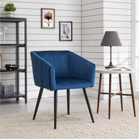 Vente chaude bleu velours tissu chaise d'appoint moderne occasionnel fauteuil confortable loisirs chaise de salle à manger