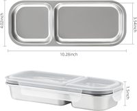 Récipients à collation en acier inoxydable avec couvercles 2/3 compartiments Bento Lunch Snack Boxes pour adultes Boîte à lunch réutilisable pour la préparation des repas