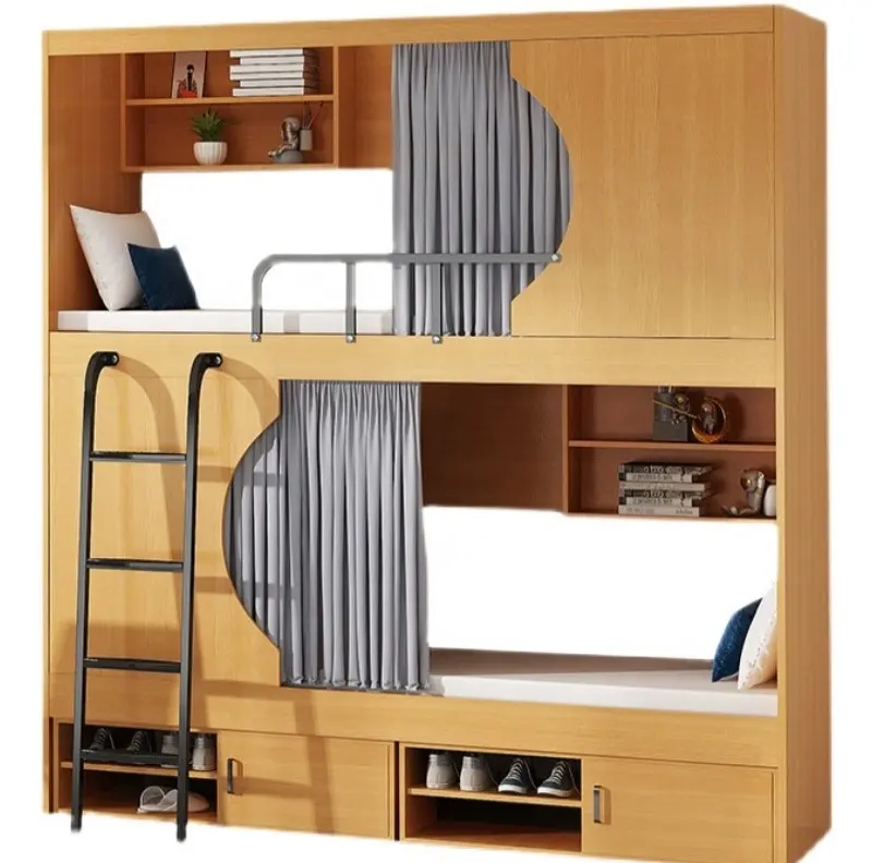 Mobilier scolaire coloré démonté pour enfants ensemble de chambre à coucher lit superposé en bois triple loft fabricant pour enfants