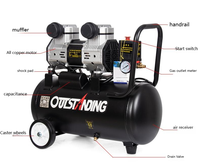Compresseur d'air portable industriel 8L 10L 30L, petit, silencieux, type piston, avec alimentation 220V AC, moteur refroidi par air, sans huile, méthode de refroidissement
