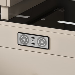<span class=keywords><strong>Table</strong></span> de maquillage extensible intelligente moderne avec station de charge sans fil, verrouillage par empreinte digitale, miroir éclairé par LED, bureau de vanité pour salon - Product Image 5