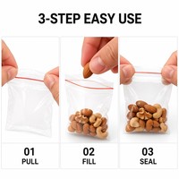 Sacs Ziplock en PE vierge de qualité alimentaire, transparents, anti-humidité, avec fermeture éclair à ligne rouge, sans BPA, refermables et hermétiques pour snacks, vente en gros