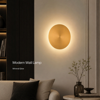 Applique Murale Moderne LED Ronde, Luminaire Mural Designer 3CT en Acrylique Blanc Laiteux et Fer Doré pour Chambre, Hôtel, Couloir