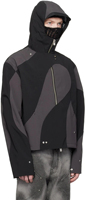 Veste technique à capuche pour homme, col en entonnoir, fermeture éclair bidirectionnelle, blocs de couleur, sur mesure OEM