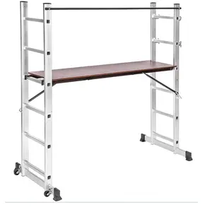 Aluminium Trap Opvouwbare Steiger Ladder Multifunctionele Industriële Steiger Ladder Heavy Duty Vouwplatform Eenvoudig In Te Stellen