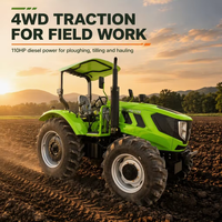 Tracteurs agricoles 4x4 110 ch avec pare-soleil, moteur diesel, système hydraulique