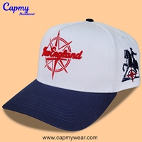Haute Qualité Gorra Personnalisé Chapeau Broderie Fait Deux Tons Couleur Blanc Noir Coton Sport un Cadre En Plein Air 5 Panneau Casquettes De Baseball