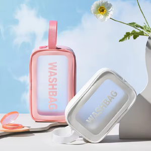 Wholesale Custom Logo Transparent Wash Bag Clear Waterproof <strong>Make</strong> <strong>up</strong> Pouch Cosmetic Zipper Bag Durable Toiletry Bag with Handle - Product Image 5