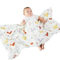 Couverture chaude de mousseline de bébé de nouveau-né de bande dessinée d'animal de coton en bambou personnalisée pour la maison